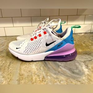 Women’s Nike Air Max 270 White/Black/Safety Orange Running Shoes Sz 9 DX2351-100